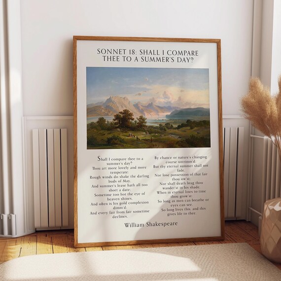 Shakespeare Sonnet 18 Summer's Day Poetry Literature Gift Art Print