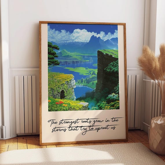 Ancient Ruins And Mountain Valley Art Print Inspirational Nature Quote Poster River And Fortress Artwork Poster Or Print
