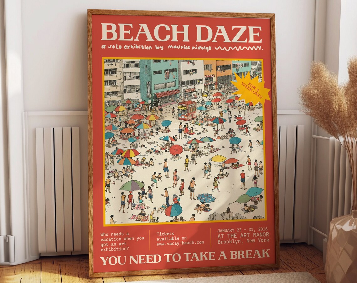 Beach Daze, Maurice Hidalgo Solo Show Poster