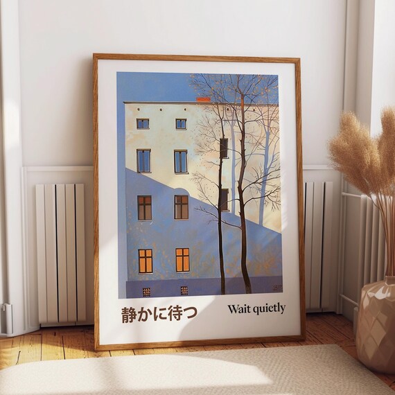 Modern Building Wall Art Sunset Glow Japanese Architectural Inspired Artwork Contemporary Urban Design Poster Poster Or Print