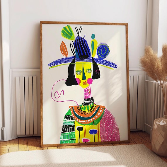 Abstract Fashion Art Poster Colorful Modernist Woman Portrait Wall Art Bold Contemporary Home Decor Poster Or Print