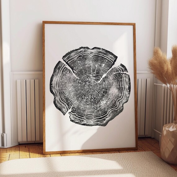 Tree Ring Vintage Black And White Poster Print