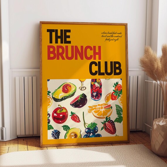 Food And Drink Illustration The Brunch Club Poster Fruits And Vegetables Art Kitchen And Dining Room Wall Decor Poster Or Print
