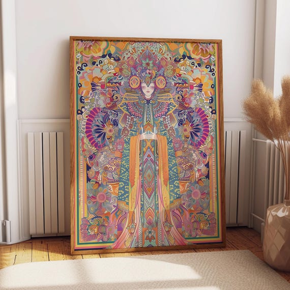Ornate Mystical Goddess Art Print, Mandala Style