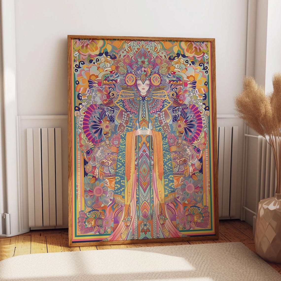 Ornate Mystical Goddess Art Print, Mandala Style
