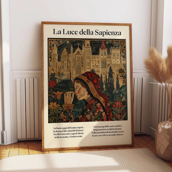 Gothic Castle Illustration Medieval Wisdom And Enlightenment Wall Art La Luce Della Sapienza Art Print Poster Or Print