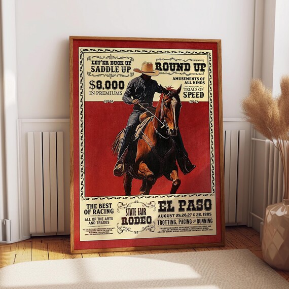 Cowboy Round Up, El Paso State Fair Rodeo 1885 Poster