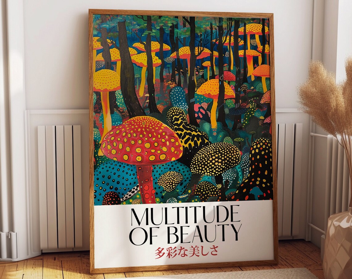 Psychedelic Mushroom Art Poster Print, Forest Decor