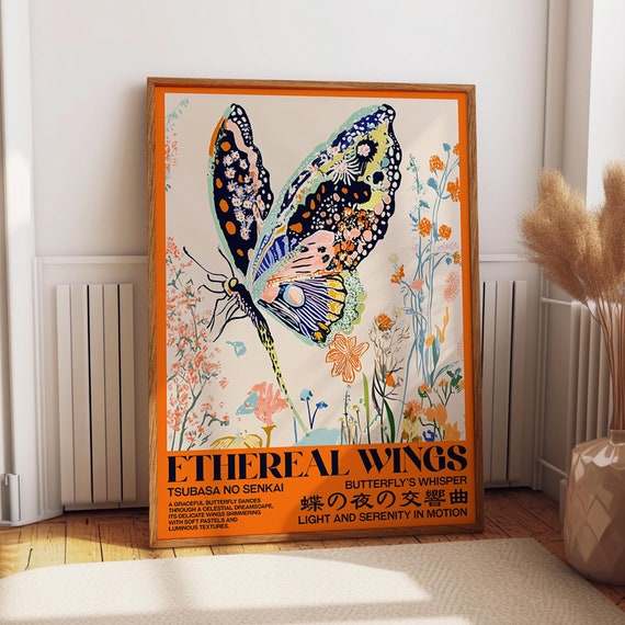 Butterfly Wall Art Van Gogh Animal Art Exhibition Poster Japanese Typography In Butterfly And Floral Art Print Poster Or Print