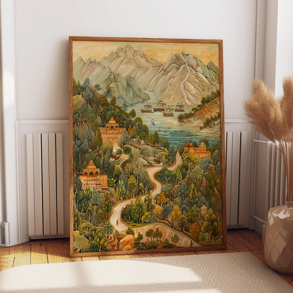 Mountains and Valleys Pichwai Landscape Art Print