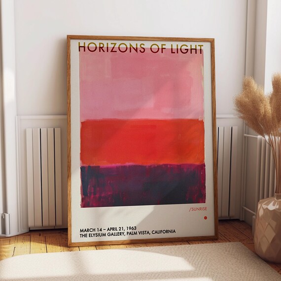 Minimalist Red And Pink Art Poster Horizons Of Light Sunrise Exhibition Art Print Rothko Inspired Abstract Art Poster Or Print
