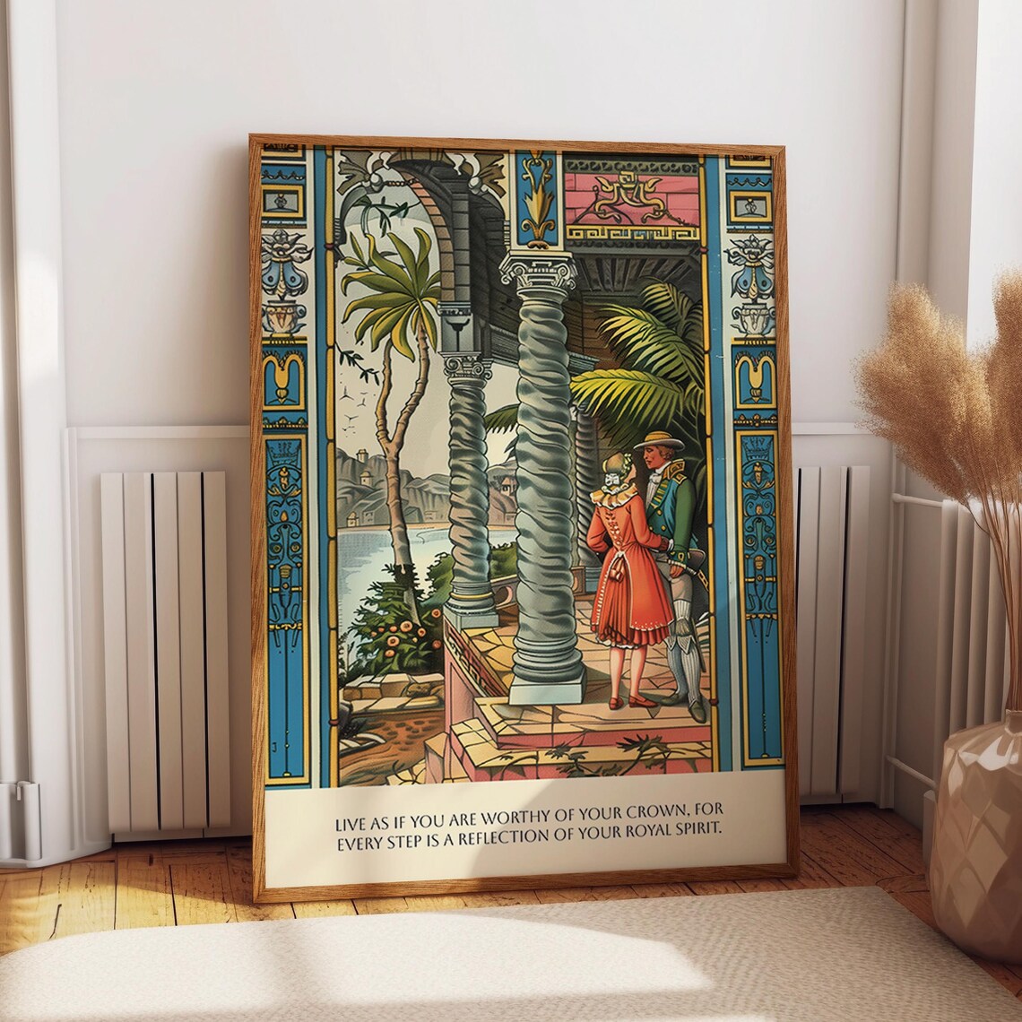 Romantic Noble Couple, Classic Elegant Courtyard Art Print