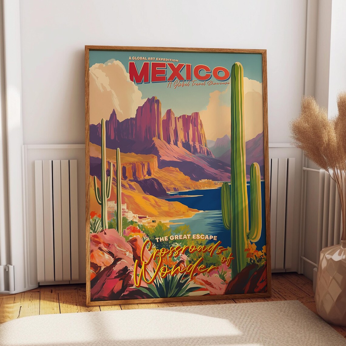 Mexican Canyon Retro Desert Landscape Travel Poster