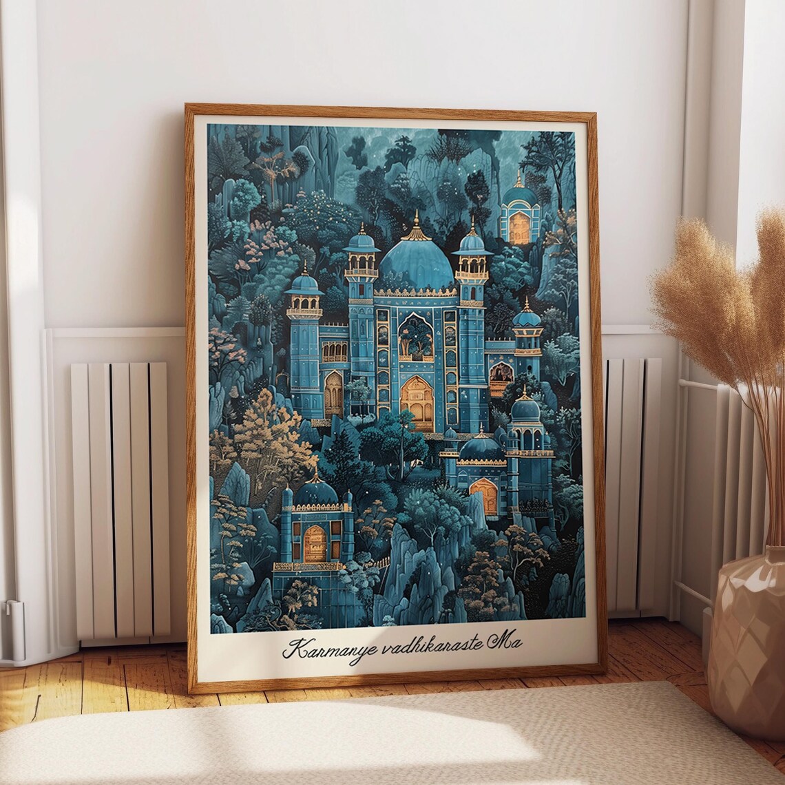Blue Palace, Indian Pichwai Style Poster Print