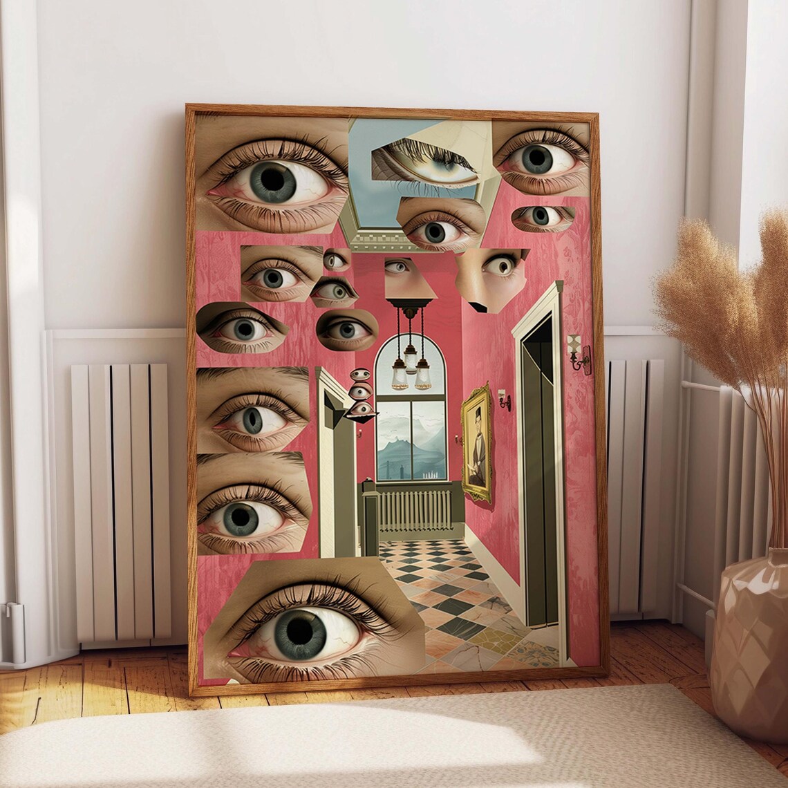 Abstract Eye Illustration, Surreal Corridor Art Print