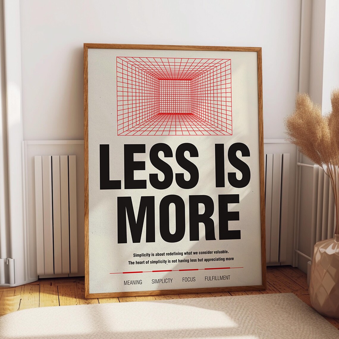 Less Is More Typography Poster Minimalist Modern Wall Art Simple Design For Home Office Poster Or Print