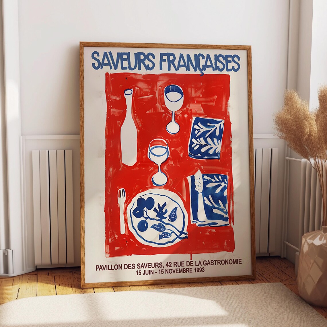 French Cuisine Modern Kitchen Art Print, Saveurs Françaises
