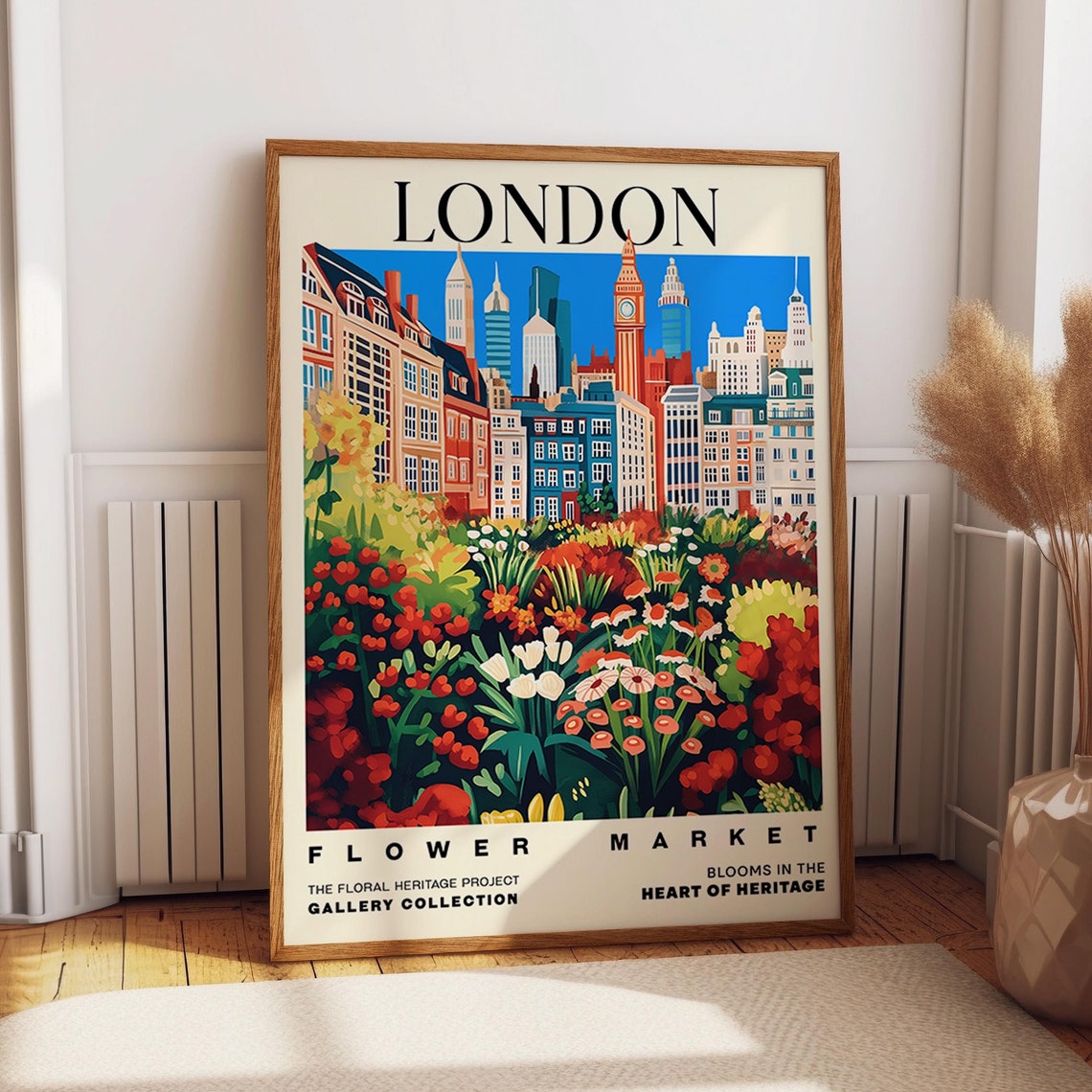 London Flower Market Poster British Floral And Cityscape Wall Art English Garden Travel Inspired Wall Decor Poster Or Print