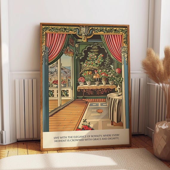 Royal Home Decor Wall Art Regal Palace Interior Elegance Art Print Retro Ornate Room Illustration Poster Or Print