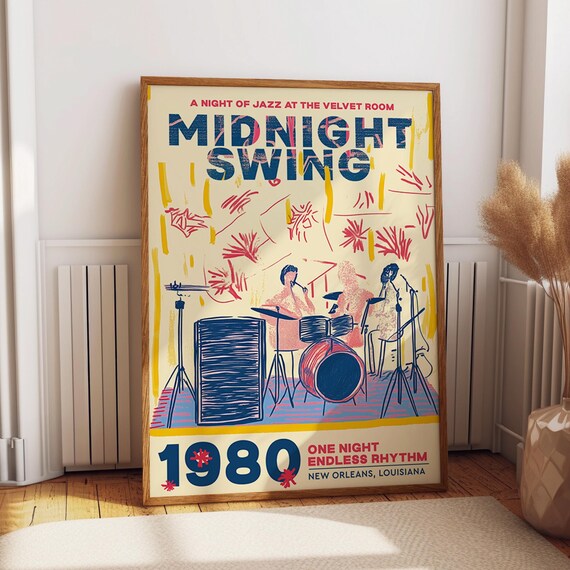 Retro Jazz Band Illustration, New Orleans Jazz Poster