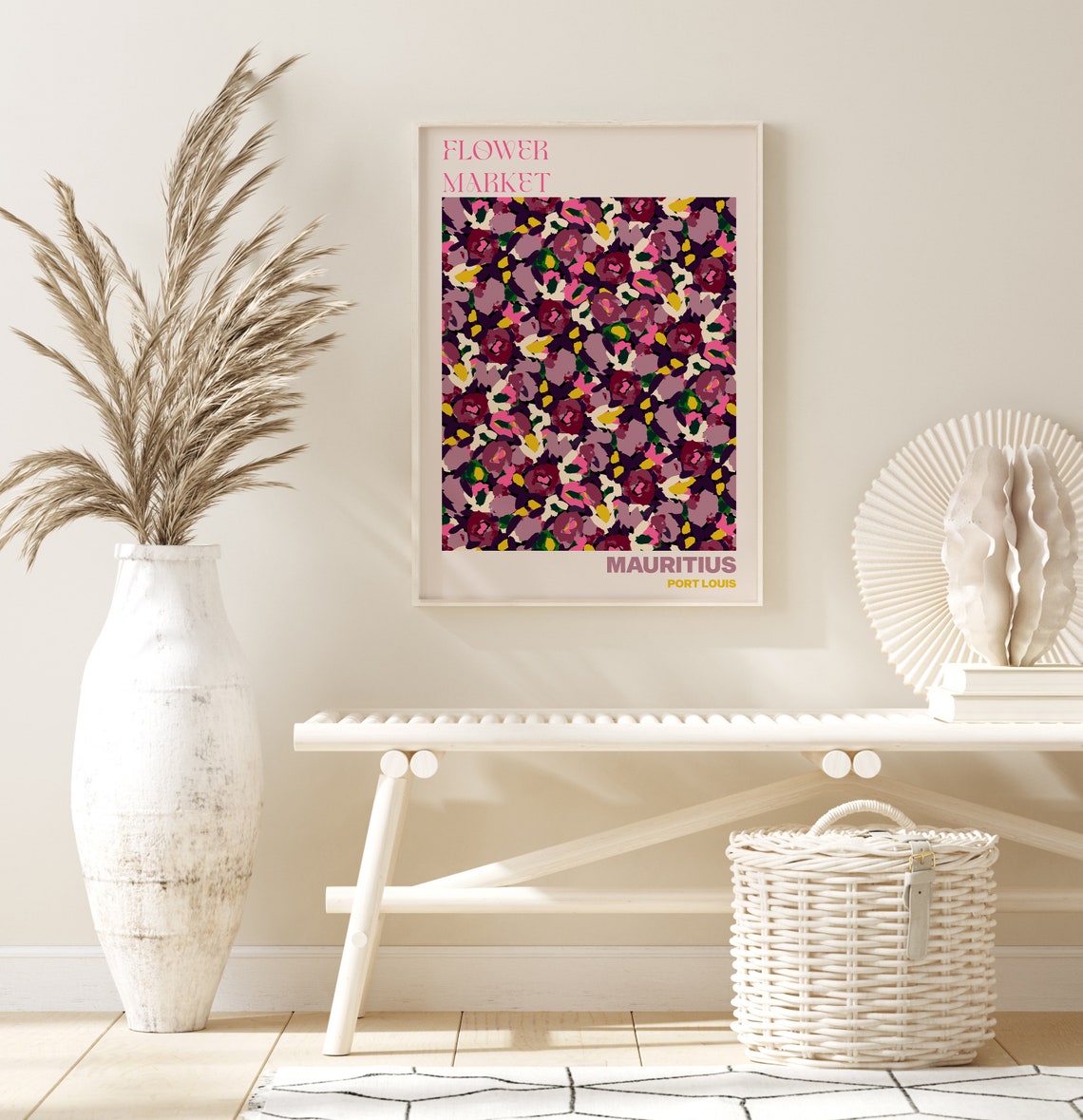 Mauritius Flower Market Poster Port Louis Purple Floral Artwork - Image 2