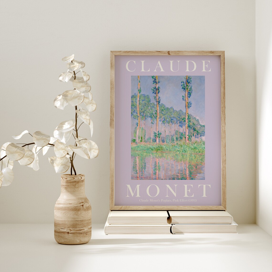 Claude Monet Poplars Pink Effect 1891 Lavender Border Exhibition Poster - Image 2