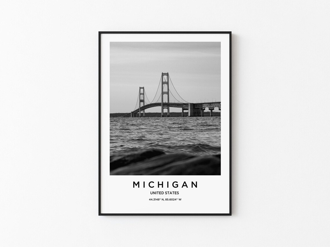 Michigan Travel Poster, Travel & Places Map Art