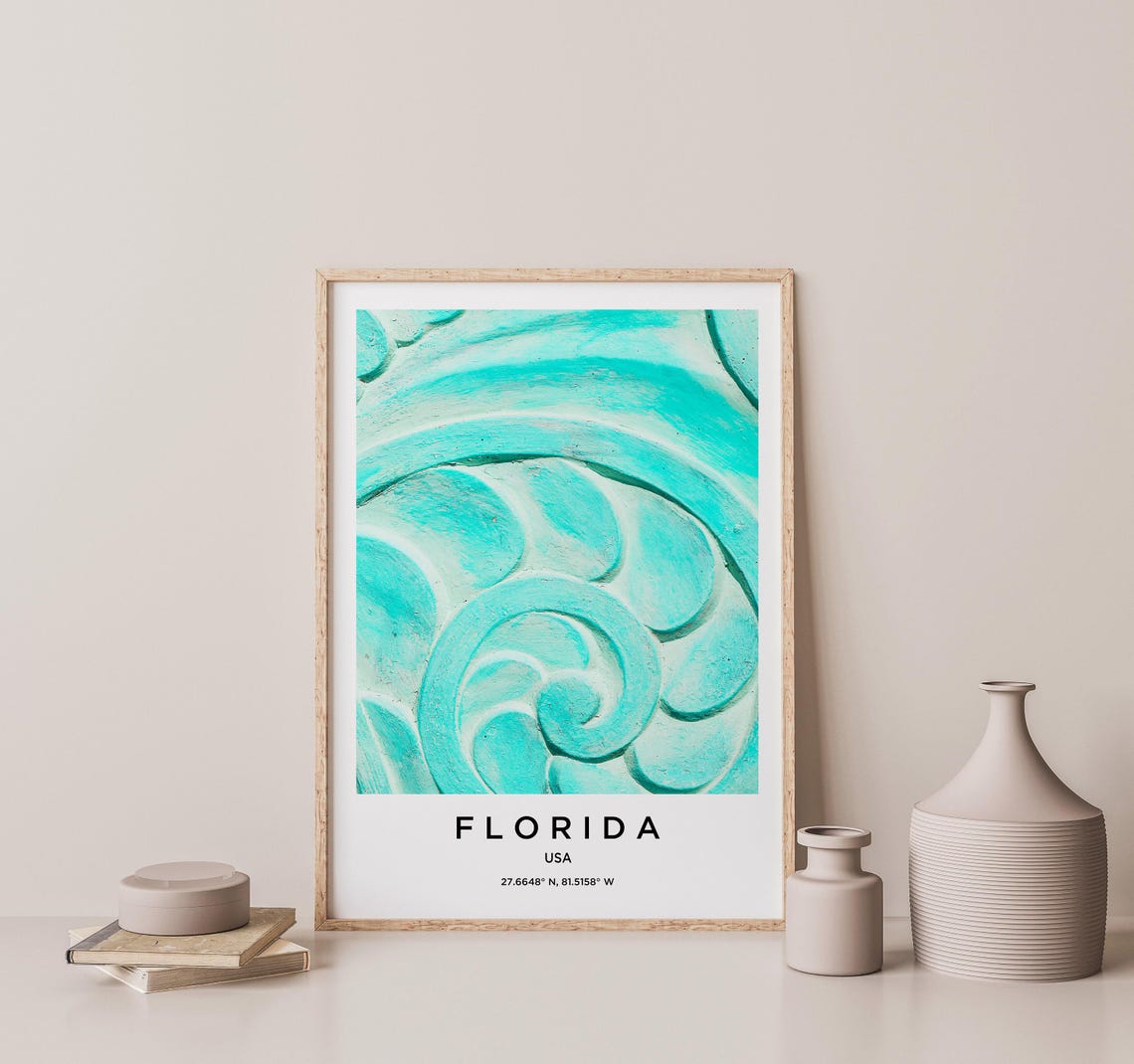 Florida Turquoise Shell Texture Abstract Close Up Photo Poster - Image 2