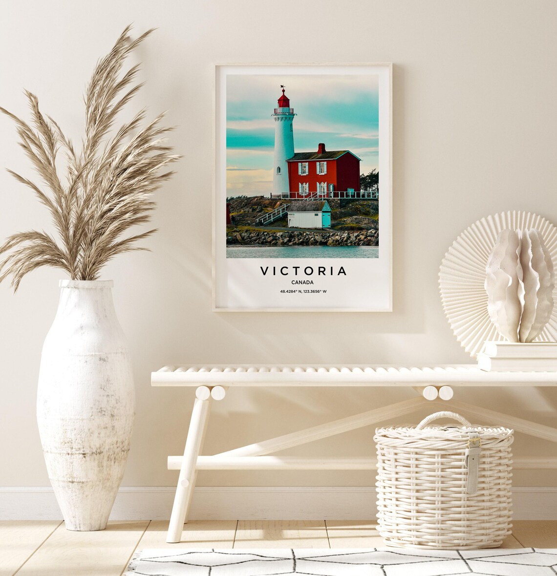 Victoria Canada White Lighthouse Red Keeper House Photo Travel Poster - Image 3