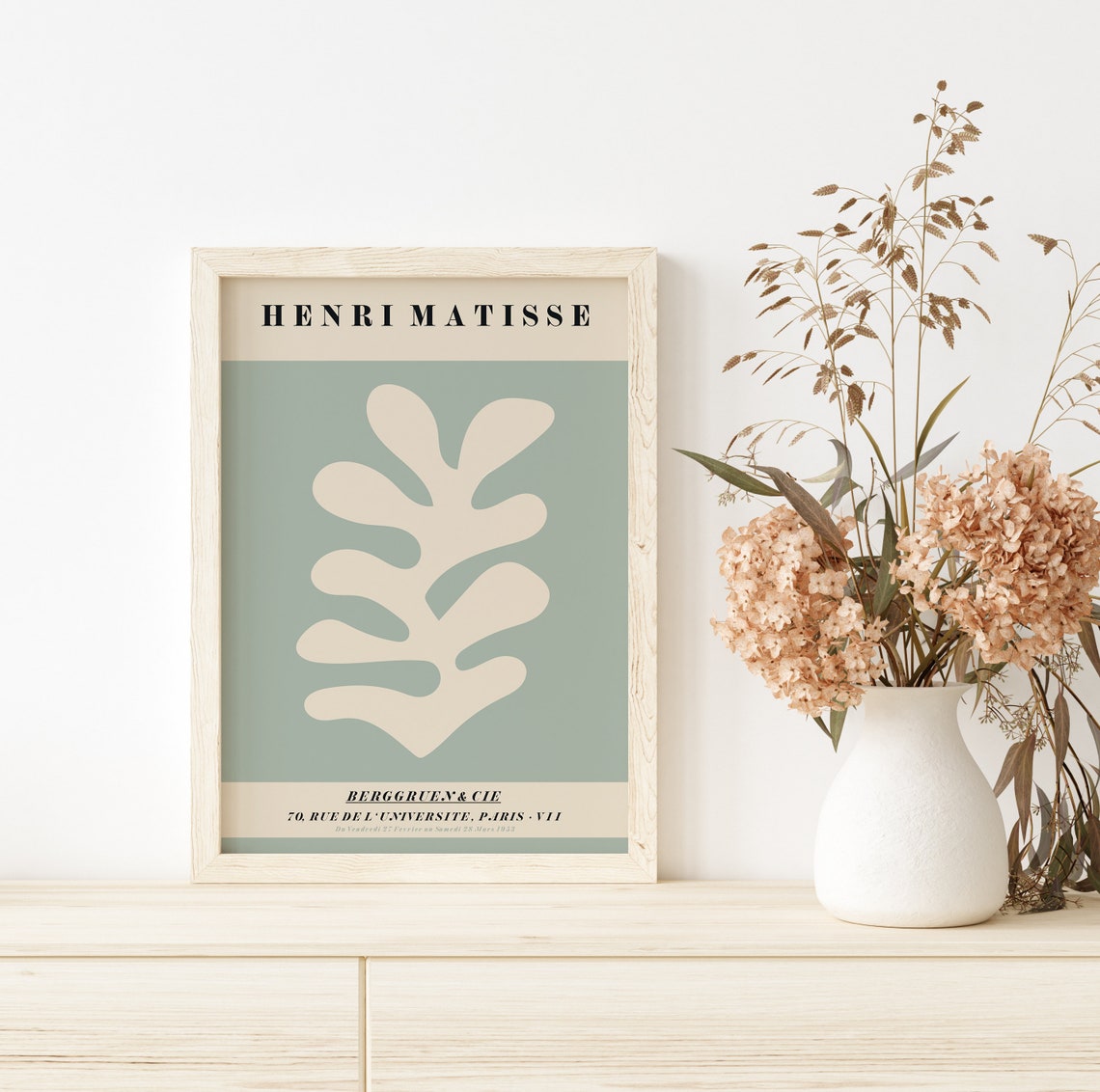 Henri Matisse Sage Green Paper Cut Out Leaf Exhibition Poster - Image 3