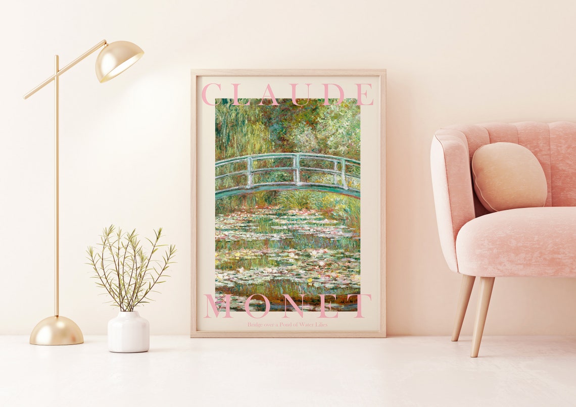 Claude Monet Bridge Over a Pond of Water Lilies Cream Poster - Image 2