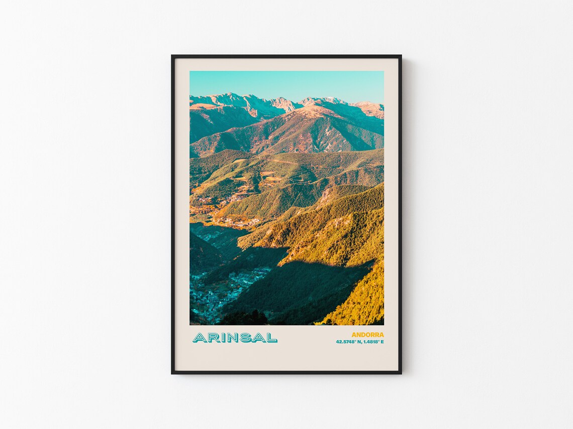 Arinsal Andorra Mountain Valley Village Golden Sunset Poster - Image 3