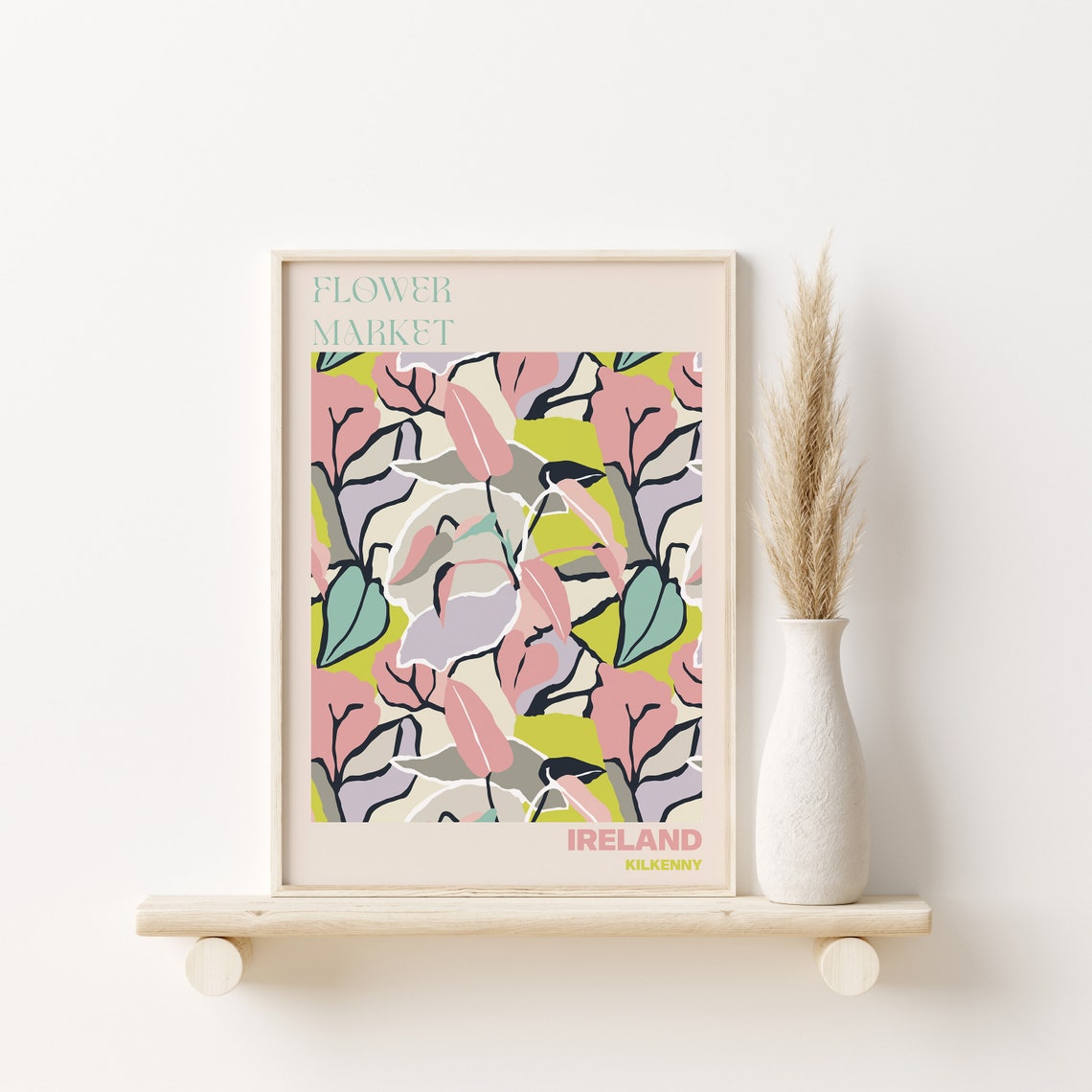 Flower Market Ireland Kilkenny Pastel Blossoms Modern Poster - Image 3