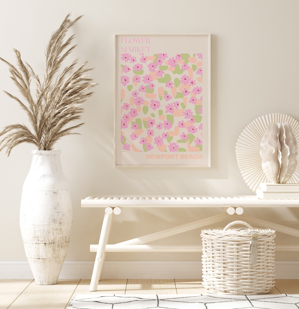 Newport Beach Flower Market Tiny Pink Wildflower Meadow Art Poster - Image 2