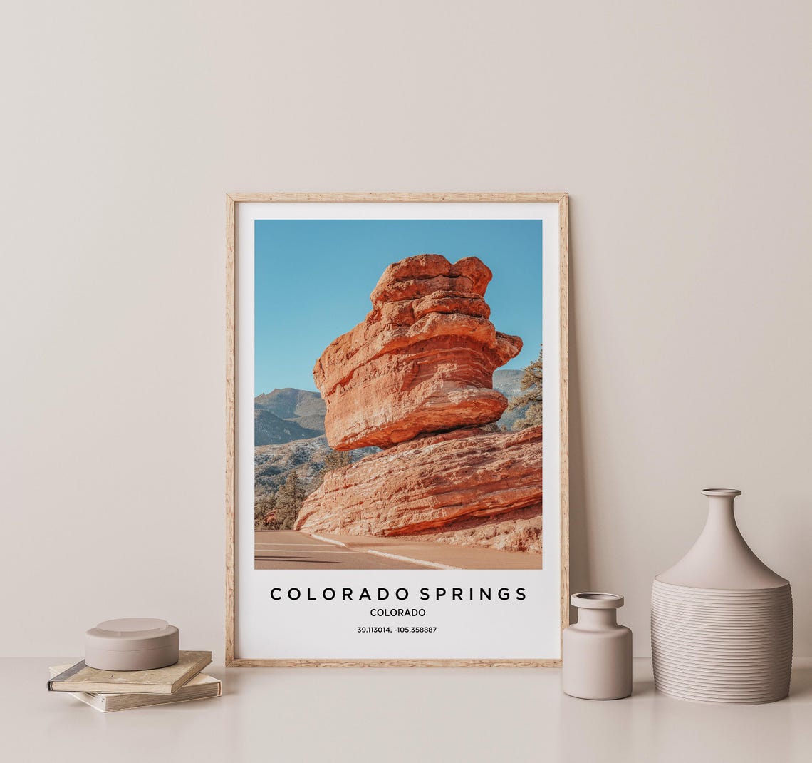 Colorado Springs Colorado Balanced Red Rock Formation Travel Poster - Image 2