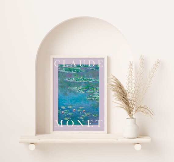 Claude Monet Water Lilies Lilac Border Modern Exhibition Poster