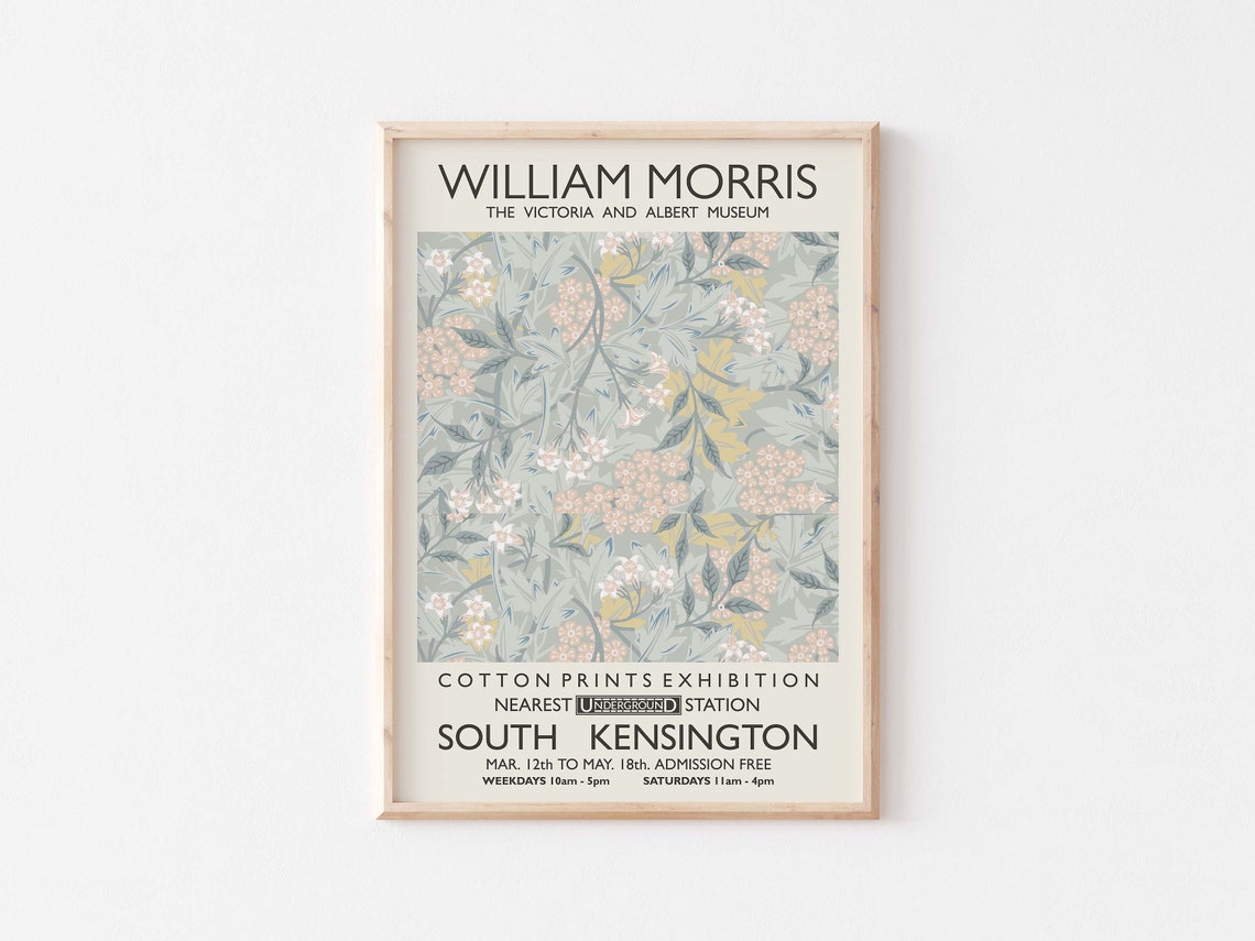 William Morris Cotton Prints Pastel Floral Exhibition Poster - Image 3