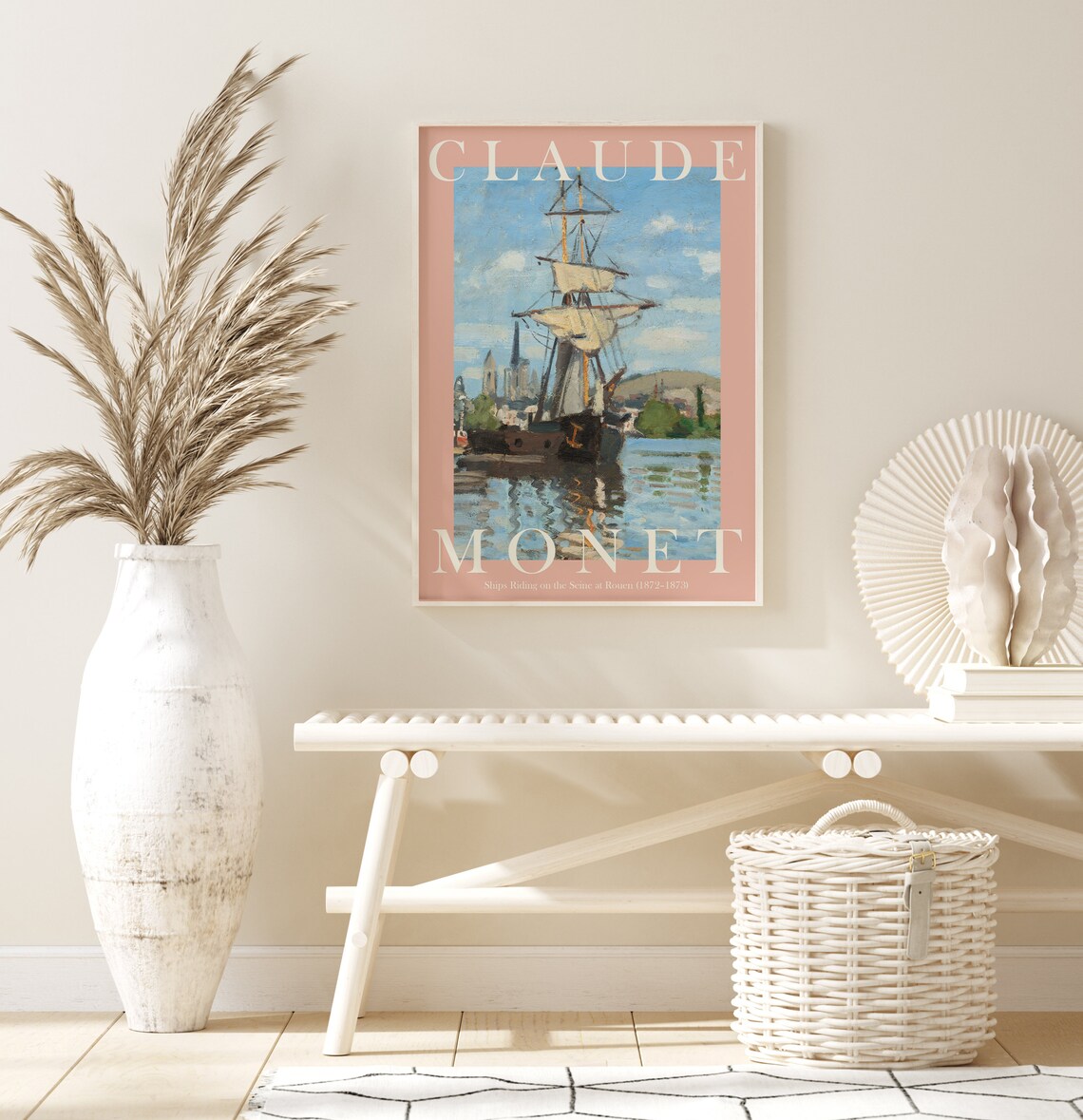 Claude Monet Ships Riding on the Seine at Rouen 1872 Harbor Poster - Image 2