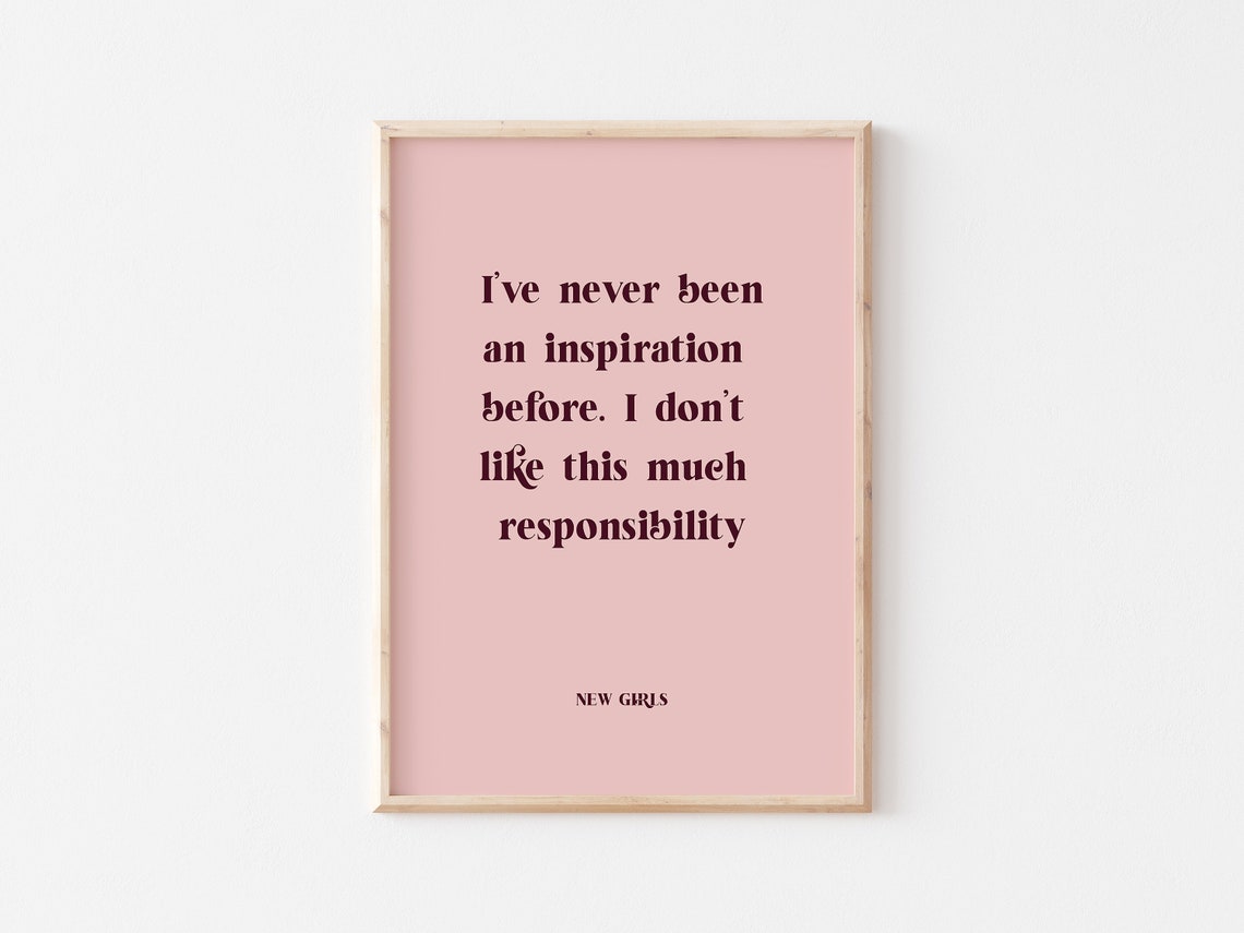 New Girl Inspiration Responsibility Quote Pink Typography Poster - Image 3
