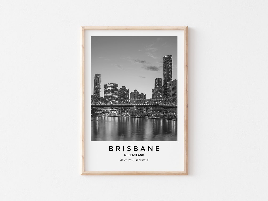 Brisbane Travel Poster Brisbane Print Brisbane Photo Print Black And White Photography Monochrome Travel Photography Australia Poster - Image 2