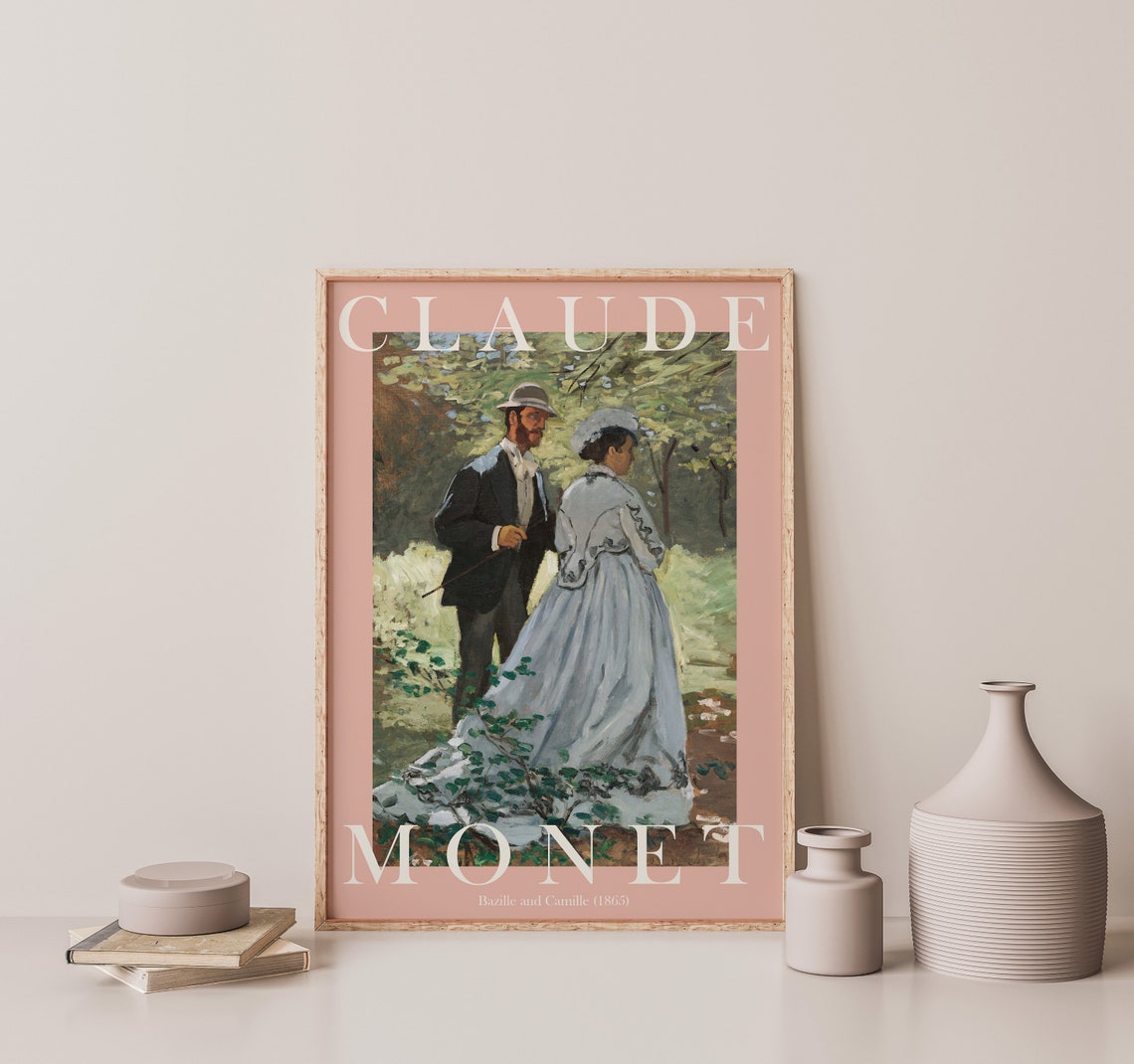 Claude Monet Bazille and Camille 1865 Garden Forest Stroll Poster - Image 3
