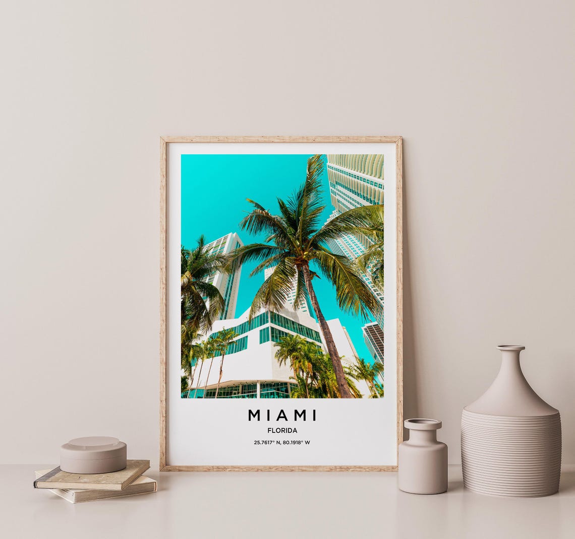 Miami Florida Palms and Towers Against Bright Blue Sky Poster - Image 2