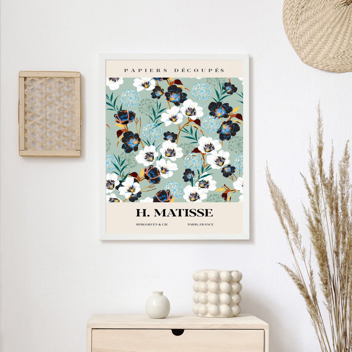 Henri Matisse Green Floral Papiers Decoupes Vintage Botanic Print - Image 2