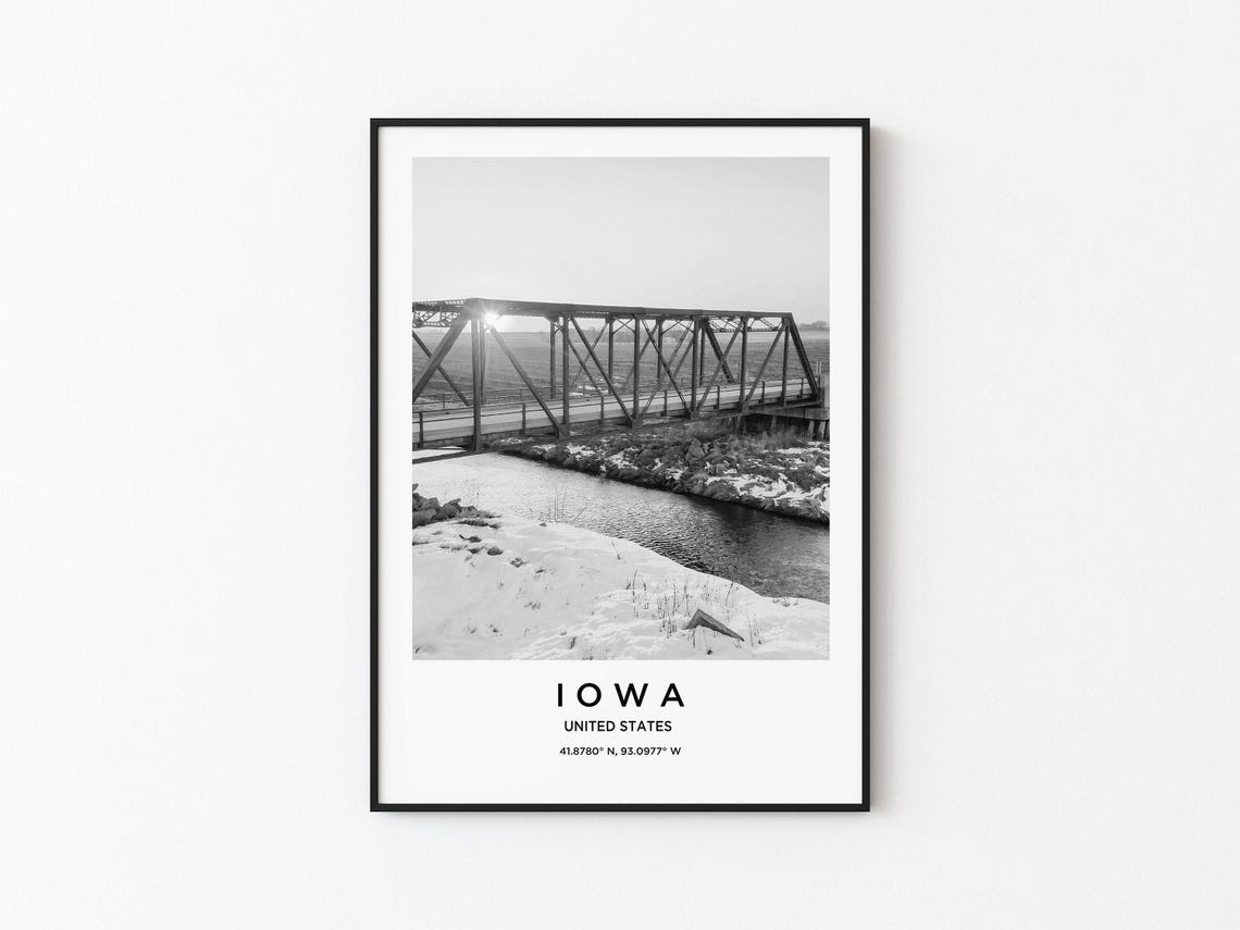 Iowa Travel Poster, Iowa Map