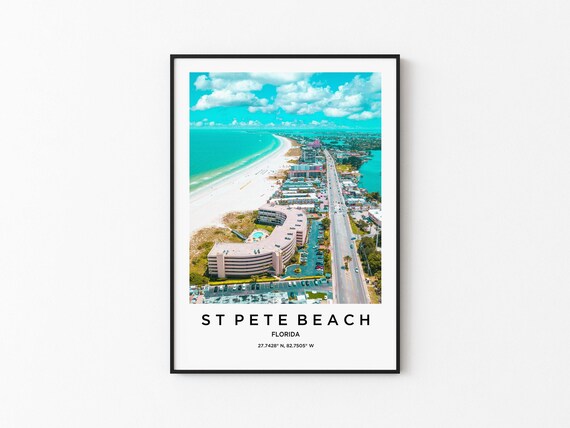 St Pete Beach Florida Aerial White Sand Resorts Photo Travel Poster