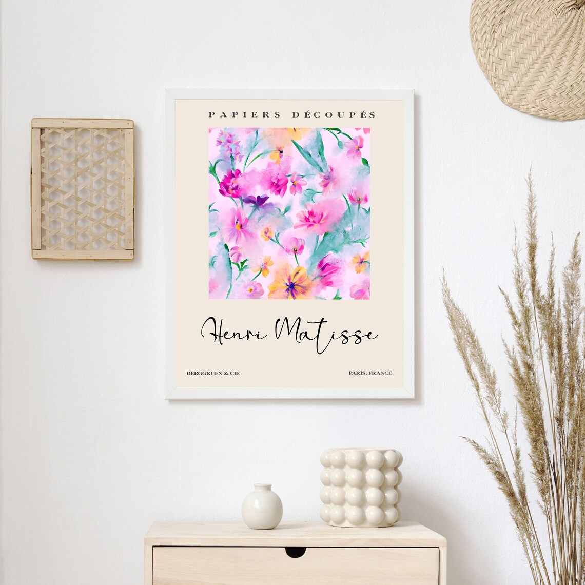 Henri Matisse Papiers Decoupes Pink Wildflower Watercolor Poster - Image 2