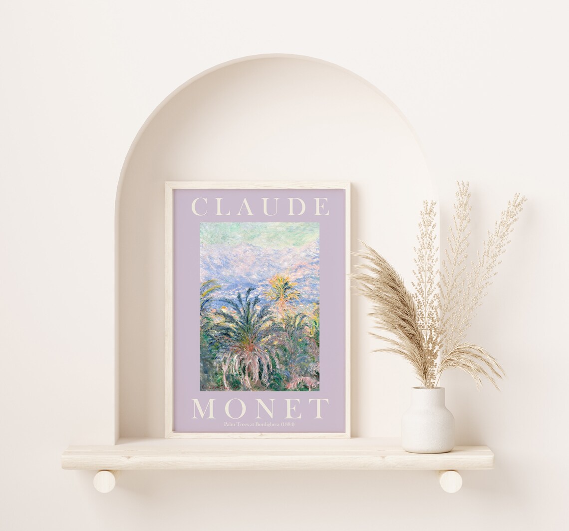 Claude Monet Palm Trees Bordighera 1884 Lavender Poster For Sunny Room Decor - Image 2