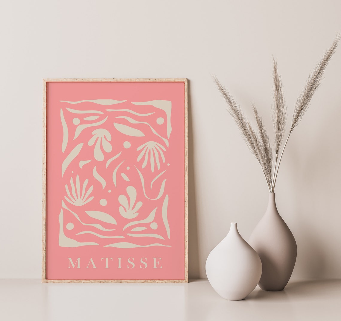 Henri Matisse Coral Organic Doodle Cut Out Playful Art Poster - Image 2