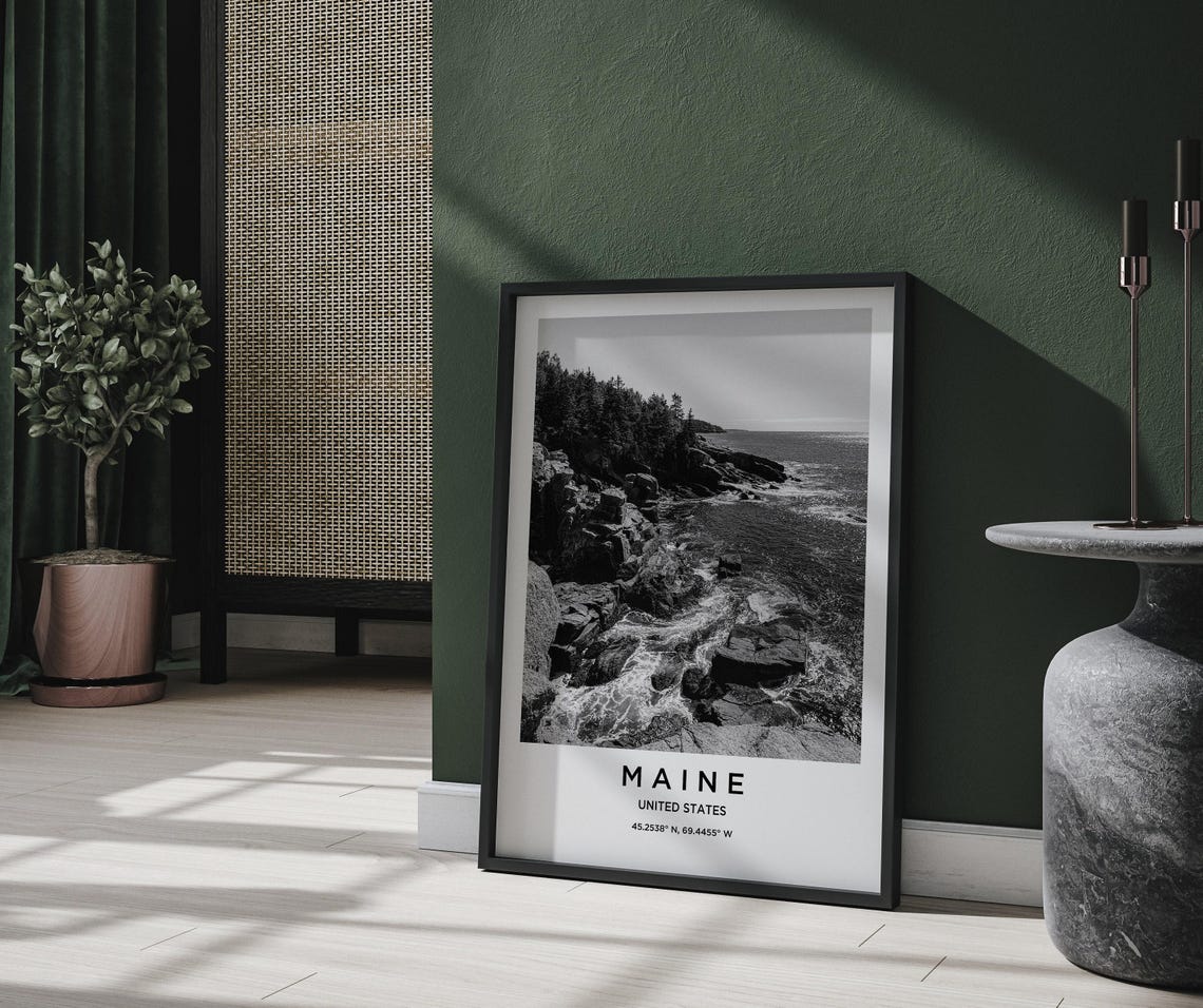 Maine Art Maine Print Maine Poster Maine Art Maine Photo Maine Map Maine Painting Maine Travel - Image 2