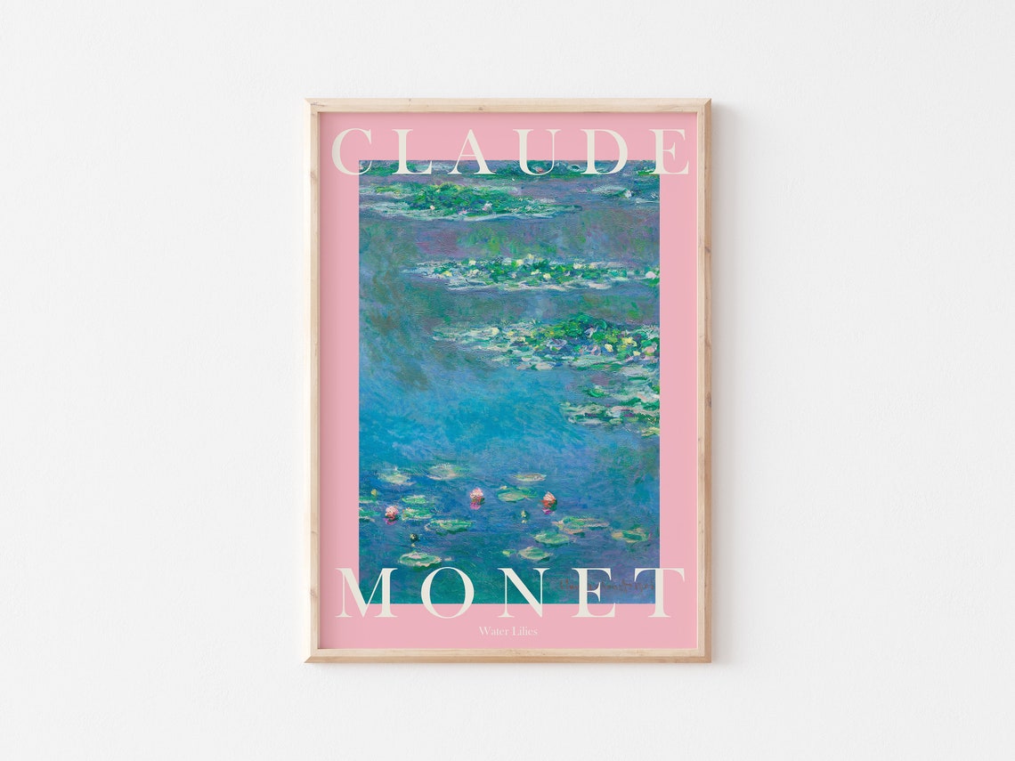 Claude Monet Water Lilies Pink Border Exhibition Wall Poster - Image 3